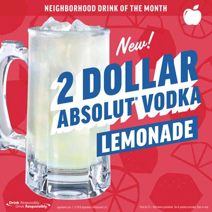 Applebee’s Promotes 2 DOLLAR ABSOLUT Vodka Lemonade